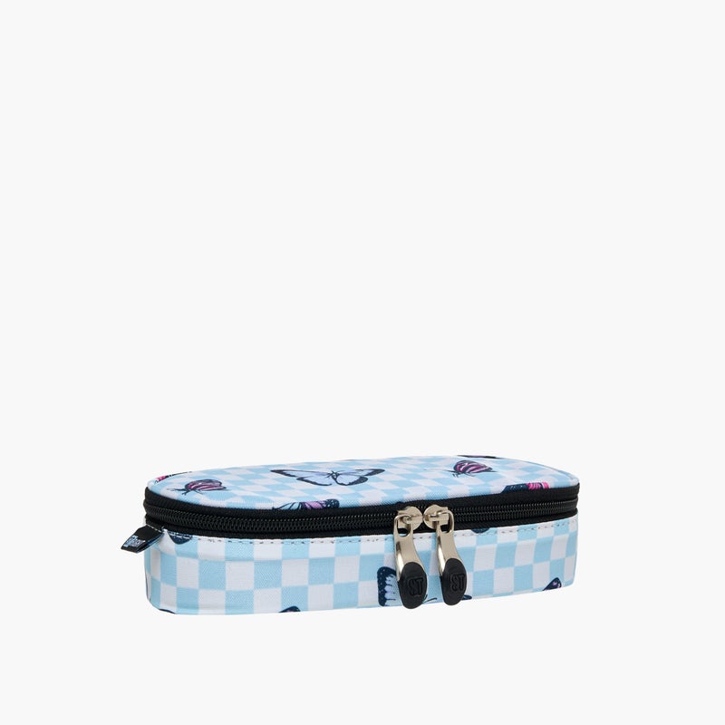 St.Right Pencil Case-Chessboard-&-Butterflies-1 Cmprt-Girls (Polyester) Blue \ 23X10X5 - Image 2